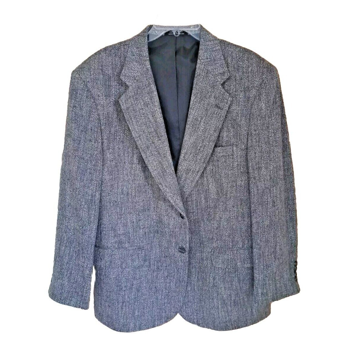 Towncraft Blazer Men's 44r Gray Herringbone Tweed Polyester Wool Silk Blend Coat